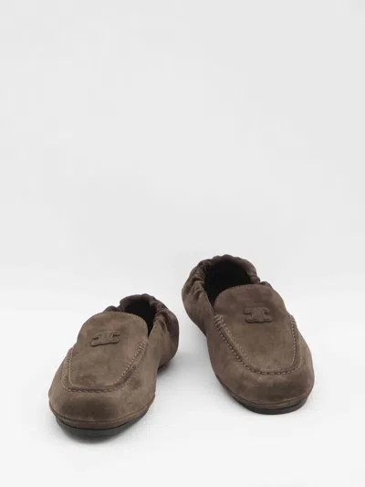 Celine Men Triomphe Loafer With Elastic Insert In Brown
