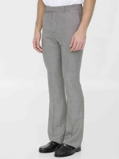 Celine Flared Wool And Cashmere Pants In Gray