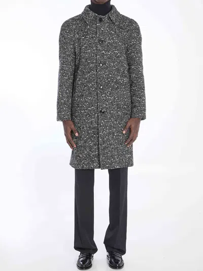 Celine Camden Wool Tweed Coat With Button Closure And Side Pockets In Multi