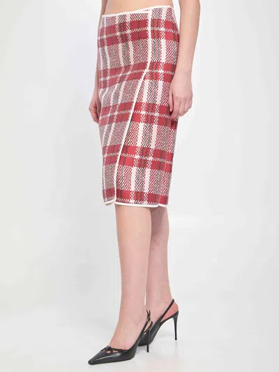 Celine Women Checkered Skirt In Pink