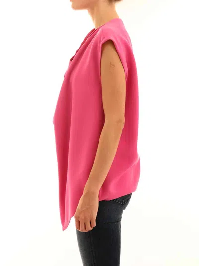 Celine Women Fuchsia Silk Top In Pink