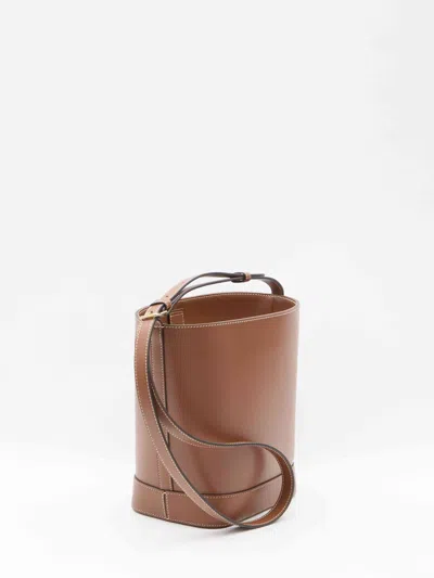 Celine Small Triomphe Leather Bucket Bag In Smooth Calf Leather In Brown