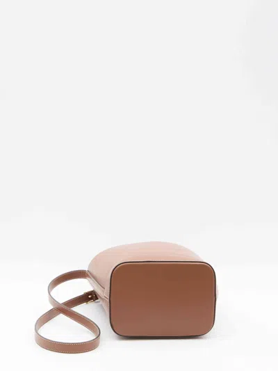 Celine Small Triomphe Leather Bucket Bag In Smooth Calf Leather In Brown