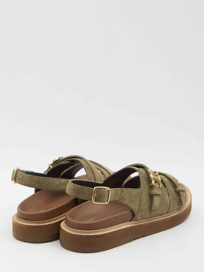 Celine Women Tippi Triomphe Sandals In Green