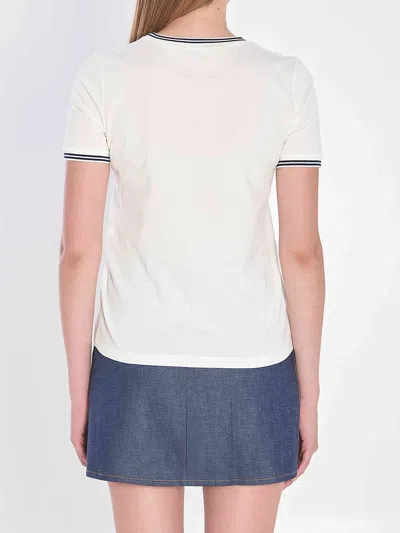 Celine White And Blue 70s Pocket Triomphe Cotton T-shirt In White