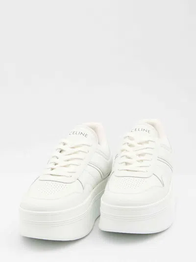Celine Women Block Sneakers Low-top Leather Sneakers In White