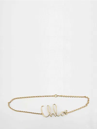 Chloé Iconic Logo Lettering Chain Belt In Gold