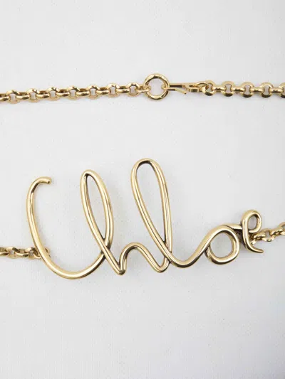 Chloé Iconic Logo Lettering Chain Belt In Gold