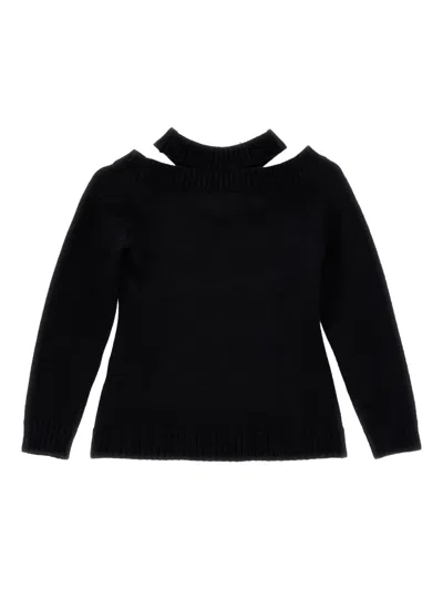 Monnalisa Ribbed-knit Top In Black