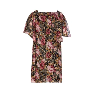 Chloé Boat Neck Floral Mini Dress In Multi