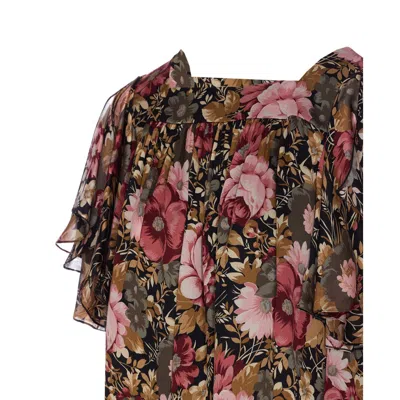 Chloé Boat Neck Floral Mini Dress In Multi
