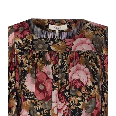 Chloé Boat Neck Floral Mini Dress In Multi