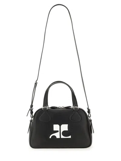 Courrèges Structured Black Bowling Bag With Versatile Carrying Options