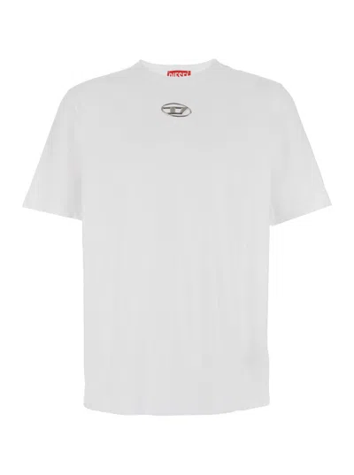 Diesel 't-adjust-od' White T-shirt With Logo Patch On The Front In White