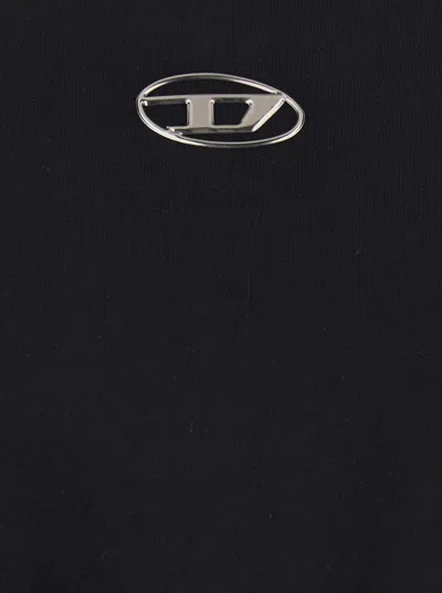 Diesel 't-adjust-od' Black T-shirt With Logo Patch On The Front In Black