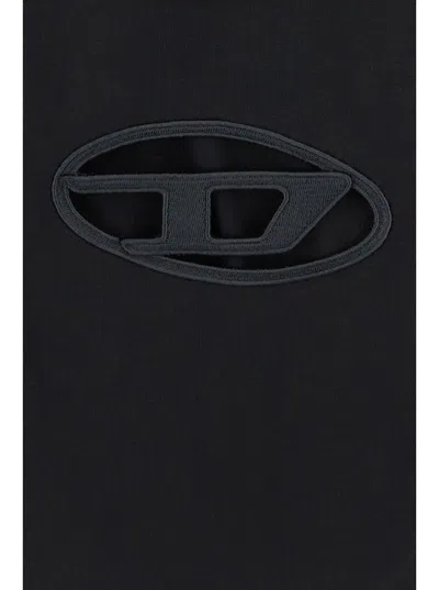 Diesel Women Abito Corto Con Dettaglio Oval D Cut Out In Cotone Stretch Nero Donna In Black