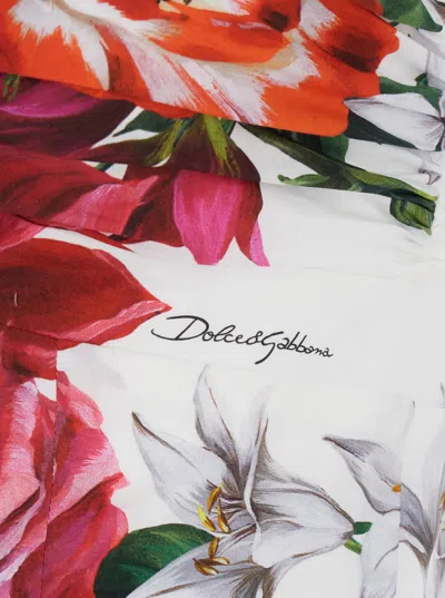 Dolce & Gabbana White Cotton Poplin Dress In Multi