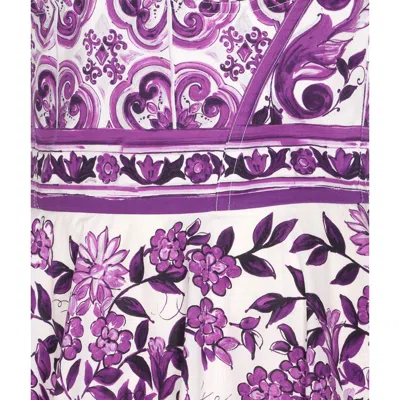 Dolce & Gabbana Violet Dress With Thin Straps And All-over Floral Motif In Cotton Blend Woman In Purple