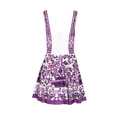 Dolce & Gabbana Violet Dress With Thin Straps And All-over Floral Motif In Cotton Blend Woman In Purple