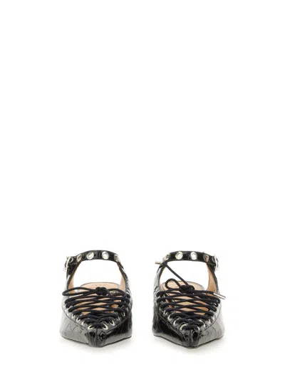 Ganni Women Oleatex Laced Mules In Black