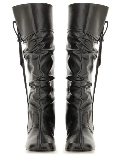 Ganni Black Polyurethane Boots In Black
