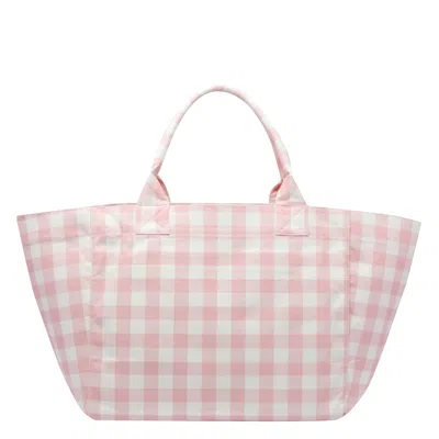 Ganni Women Xxl Vichy Logo Shopper Bag