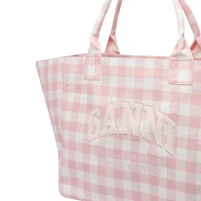 Ganni Women Xxl Vichy Logo Shopper Bag