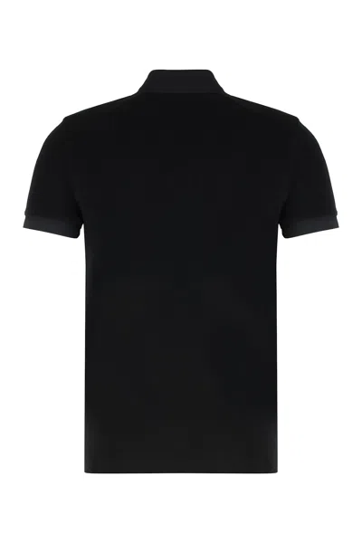 Tom Ford Black Short-sleeves Polo In Cotton Piquet Jersey