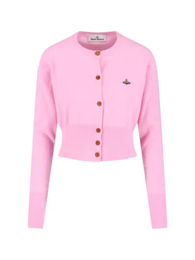 Vivienne Westwood Bea Cardigan Crewneck Long Sleeves In Pink