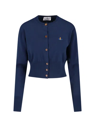 Vivienne Westwood Ribbed Crewneck Knitwear With Cuffs And Hem In Blue
