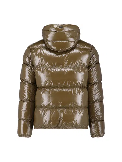 Herno Quilted Hooded Jacket Shiny Finish In Brown