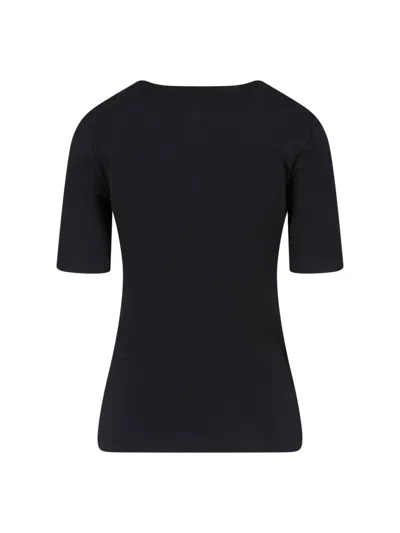 Anine Bing Ribbed Texture Round Neck Button Detailing Top In Black