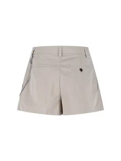 Alexander Wang Pleated Chain-embellished Shorts In Neutral