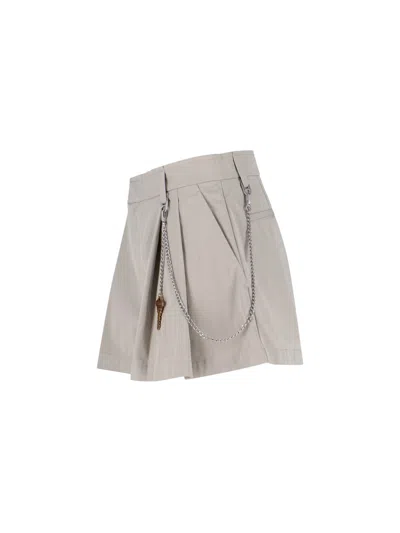 Alexander Wang Pleated Chain-embellished Shorts In Neutral