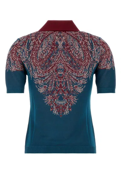 Etro Air Force Blu Viscose Blend Polo Shirt