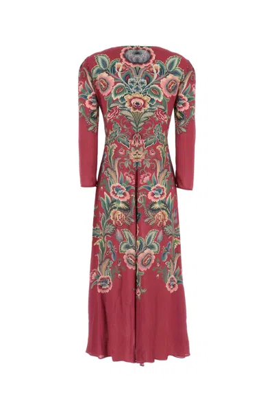 Etro Floral Embroidery Long Sleeves Midi Dress