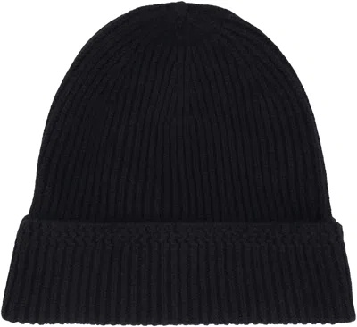Tom Ford Mens Black Logo-patch Ribbed Cashmere-knit Beanie Hat In Black