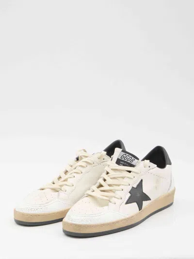 Golden Goose Round Toe Sneakers With Signature Star Patch And Suede Accents In White