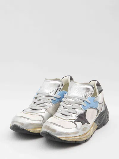 Golden Goose Dad-star Sneakers In Mesh And Laminated Leather Color Grey And Blackrunning