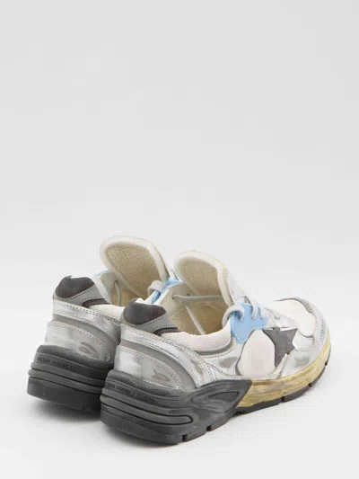 Golden Goose Dad-star Sneakers In Mesh And Laminated Leather Color Grey And Blackrunning