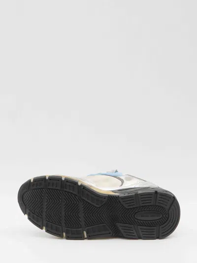 Golden Goose Dad-star Sneakers In Mesh And Laminated Leather Color Grey And Blackrunning