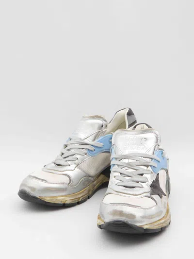 Golden Goose Dad-star Sneakers In Mesh And Laminated Leather Color Grey And Blackrunning
