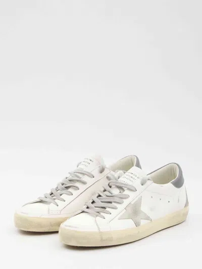Golden Goose Super Star Leather Sneakers With Suede Accents In Neutral