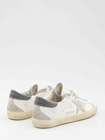Golden Goose Super Star Leather Sneakers With Suede Accents In Neutral