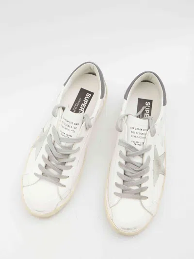 Golden Goose Super Star Leather Sneakers With Suede Accents In Neutral