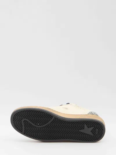 Golden Goose Ball Star Sneakers In Vintage Effect Leather And Suede With Glittered Star And Heel Tab In White