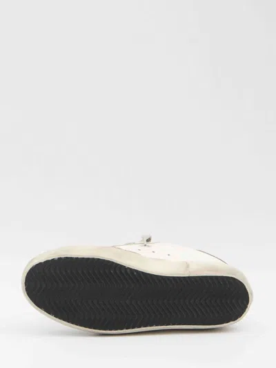 Golden Goose Superstar White Low Top Sneakers With Glittered Star Patch And Laminated Heel With Logo Lettering In