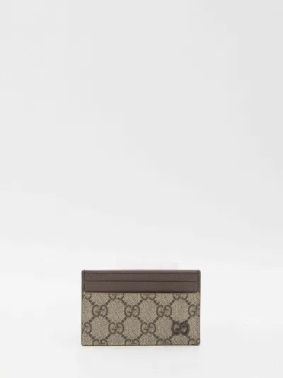 Gucci Men Bicolor Gg Card Holder In Brown