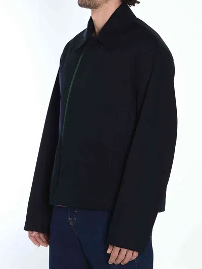 Gucci Signature Web Embossed Gabardine Jacket In Blue