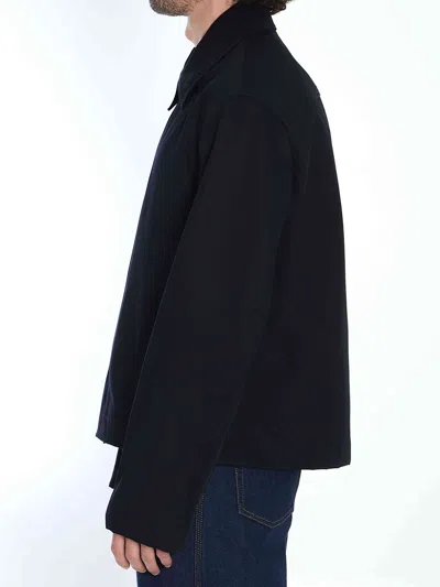 Gucci Signature Web Embossed Gabardine Jacket In Blue